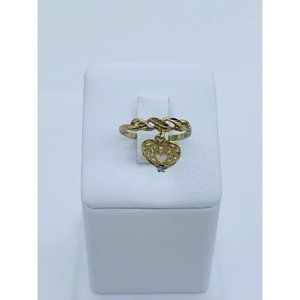 10k Solid Gold Ring Dangling Heart size 6